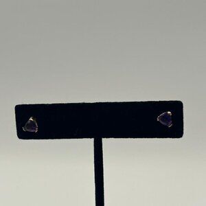 Lab Created Amethyst Triangular Earrings on Gold Plated Sterling Silver
